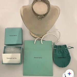 New Tiffany & co Sterling bracelet multi strand toggle open heart mesh bracelet